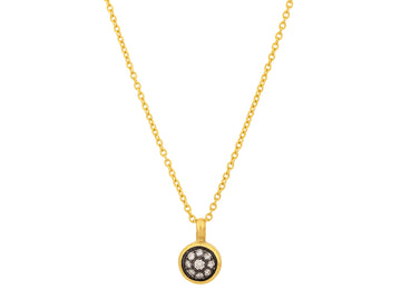 GURHAN, GURHAN Celestial Gold Diamond Pendant Necklace, Round Stone Cluster set in Blackened 18K White Gold