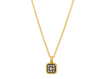 GURHAN, GURHAN Celestial Gold Diamond Pendant Necklace, Square Stone Cluster set in Blackened 18K White Gold