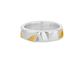 GURHAN, GURHAN Century Sterling Silver Band Ring, 5.5mm Wide, Gold Accents