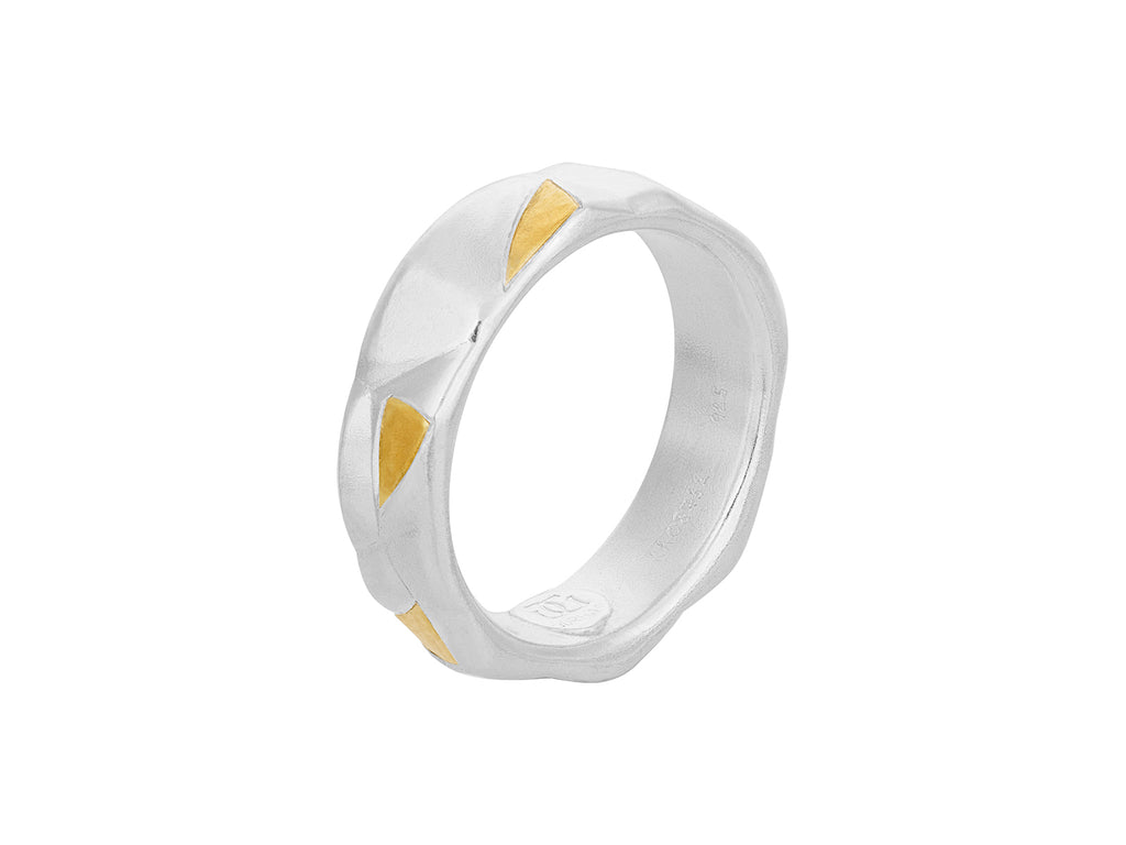 GURHAN, GURHAN Century Sterling Silver Band Ring, 5.5mm Wide, Gold Accents