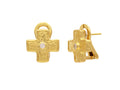 GURHAN, GURHAN Cross Gold Clip Post Stud Earrings, 16.5mm Wide, Diamond