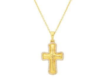 GURHAN, GURHAN Cross Gold Diamond Pendant Necklace, Pave Edge