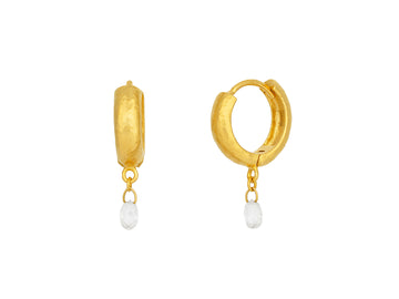 GURHAN, GURHAN Dew Gold Diamond Briolette Huggie Hoop Earrings,