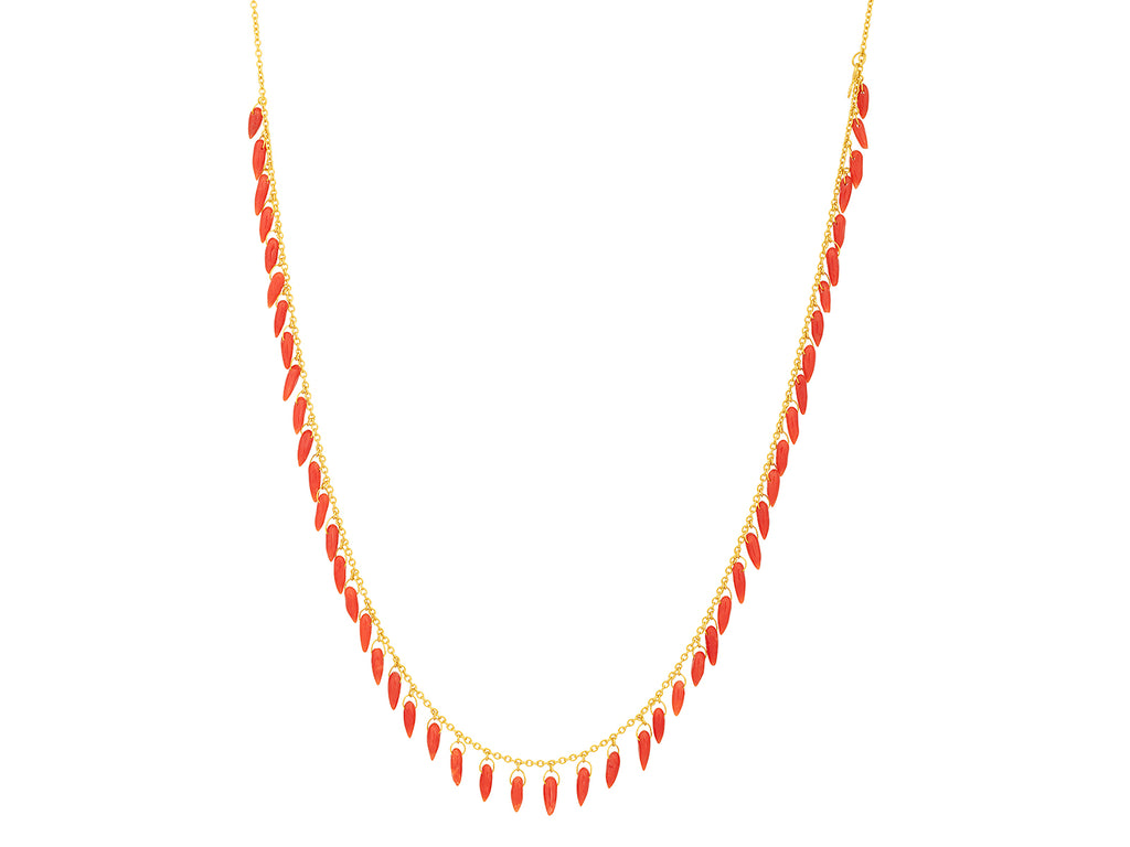 GURHAN, GURHAN Dew Gold Coral Link Short Necklace, Dangling Briolettes on Delicate Chain