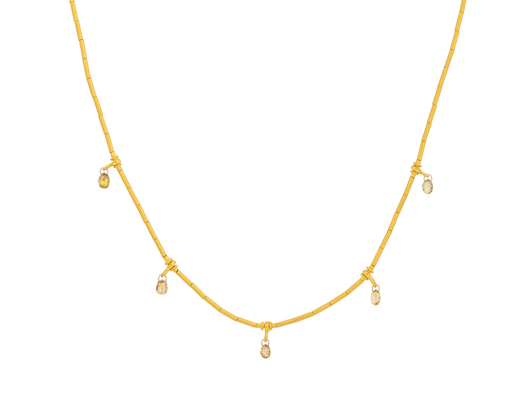 GURHAN, GURHAN Dew Gold Diamond Single-Strand Short Necklace, 5 Dangling Briolettes