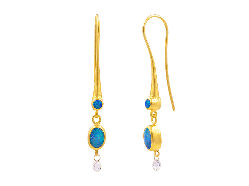 GURHAN, GURHAN Dew Gold Opal Single Drop Earrings, Long Wire Hook