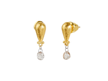 GURHAN, GURHAN Dew Gold Diamond Single Drop Earrings, Single Briolette on Post Stud