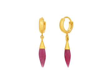 GURHAN, GURHAN Dew Gold Ruby Single Drop Earrings, Marquise Drop on Wire Hook