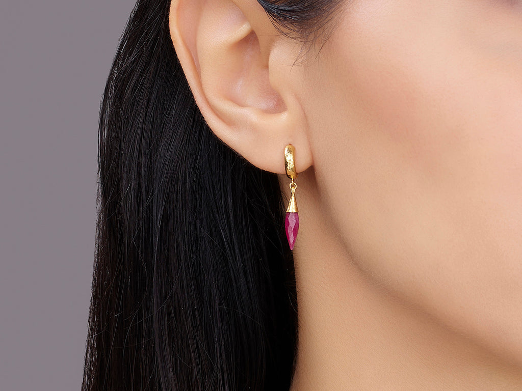 GURHAN, GURHAN Dew Gold Ruby Single Drop Earrings, Marquise Drop on Wire Hook