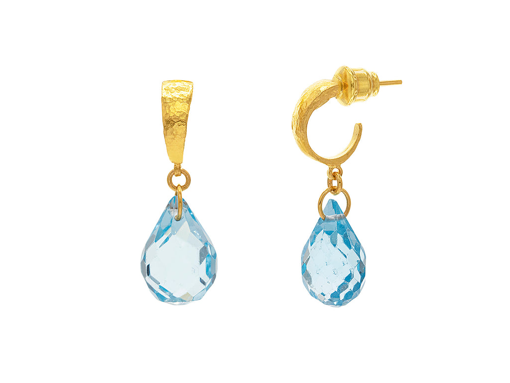 GURHAN, GURHAN Dew Gold Topaz Single Drop Earrings, 16x10mm Teardrop on Small Hoop