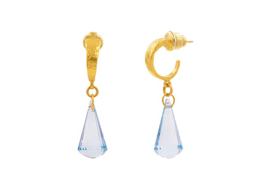 GURHAN, GURHAN Dew Gold Topaz Single Drop Earrings, Cone Shape Briolette on Small Hoop