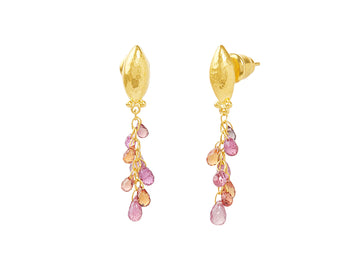 GURHAN, GURHAN Dew Gold Sapphire Tassel Drop Earrings, Briolette Cluster on Post Top