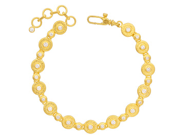 GURHAN, GURHAN Droplet Gold Diamond All Around Single-Strand Bracelet, Mixed Round Links