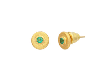 GURHAN, GURHAN Droplet Gold Emerald Stud Earrings, 8mm Wide, Post