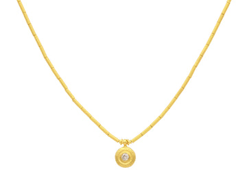 GURHAN, GURHAN Droplet Gold Diamond Pendant Necklace, 8mm Round