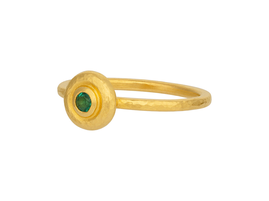 GURHAN, GURHAN Droplet Gold Emerald Stacking Ring, 8mm Round