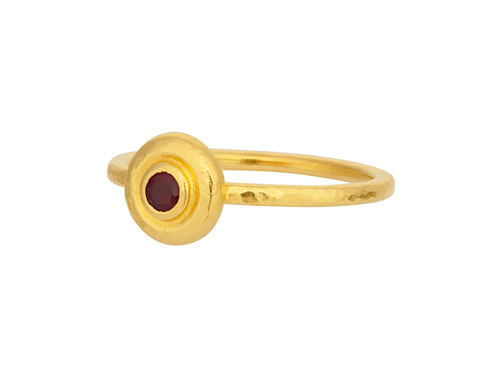 GURHAN, GURHAN Droplet Gold Ruby Stacking Ring, 8mm Round