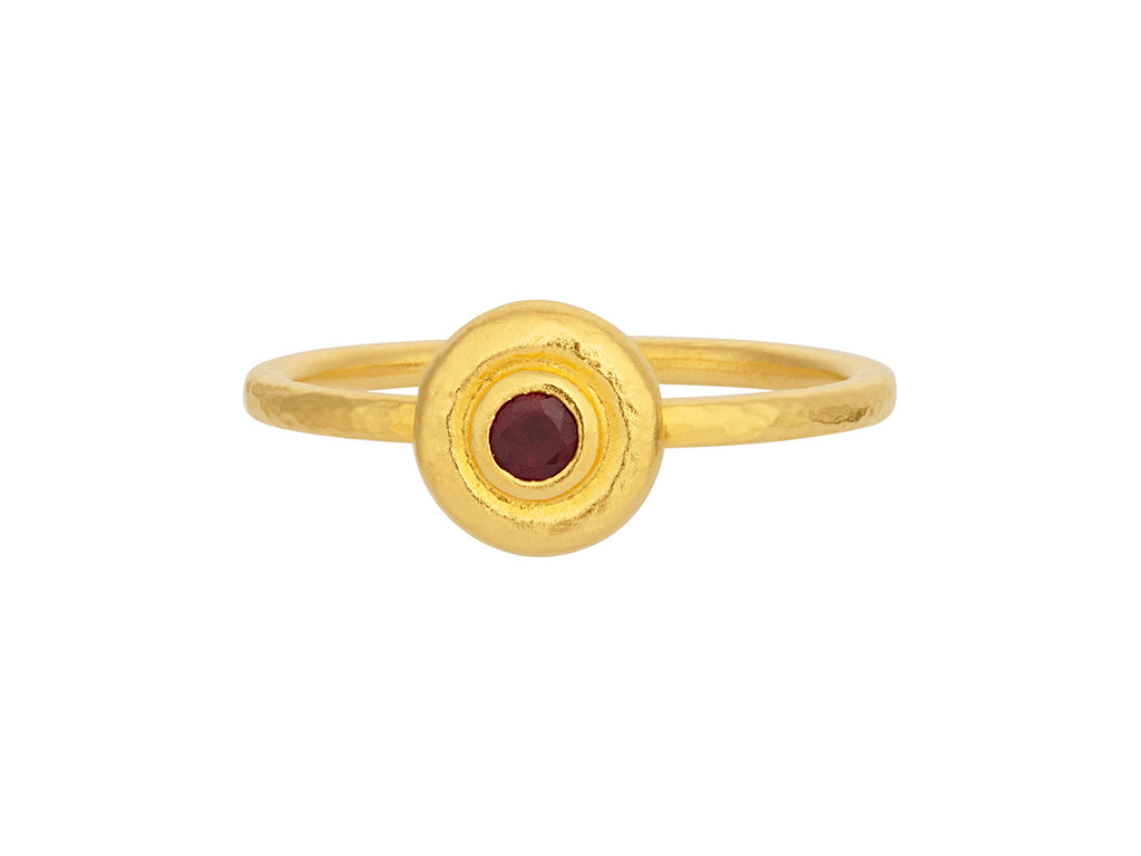 GURHAN, GURHAN Droplet Gold Ruby Stacking Ring, 8mm Round