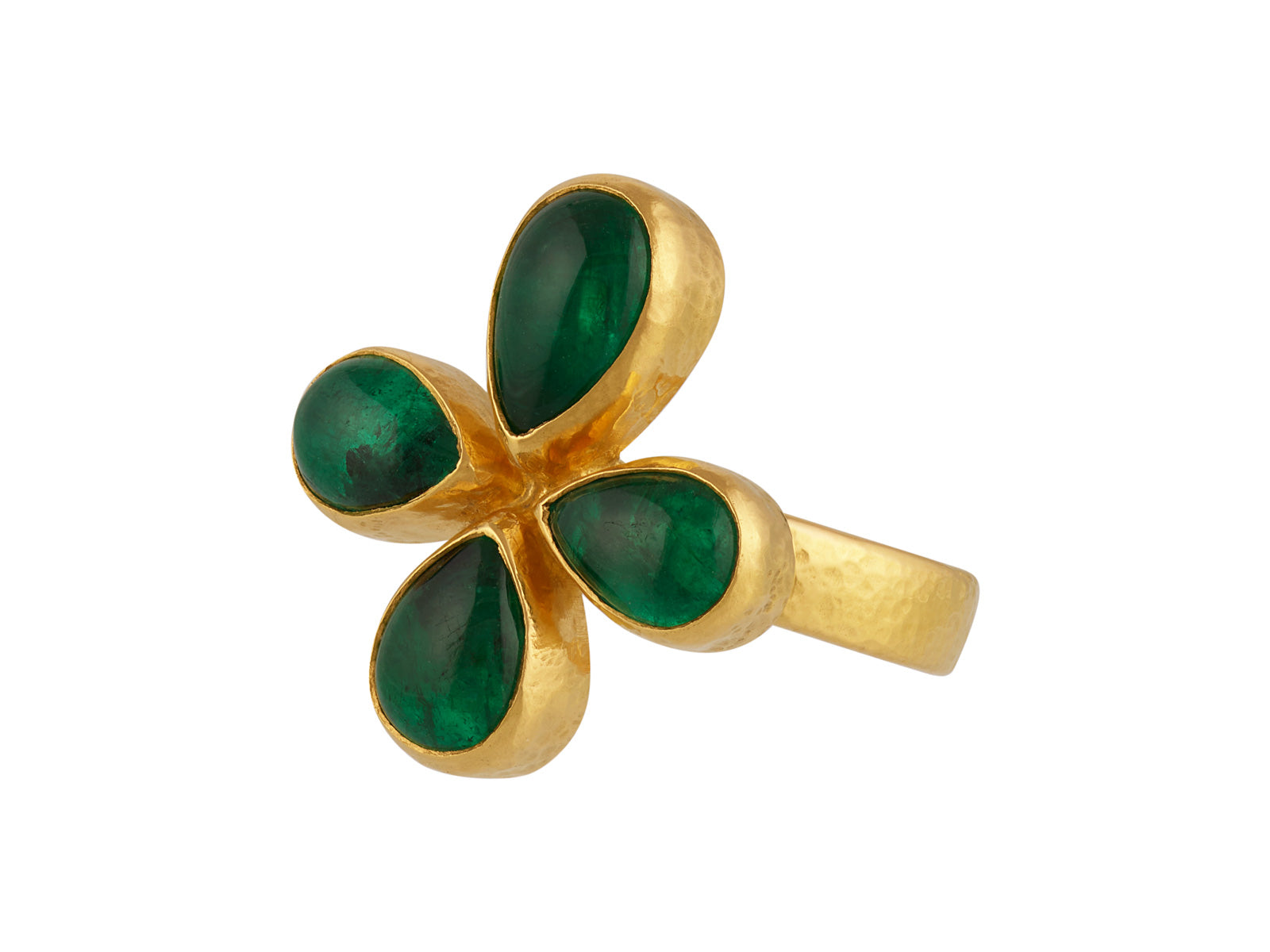 GURHAN Rune Gold Emerald Cluster Cocktail Ring