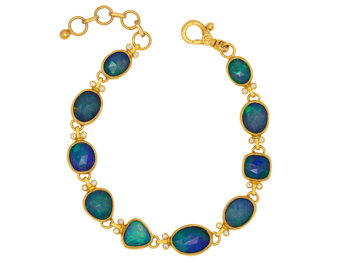 GURHAN, GURHAN Elements Gold All Around Bracelet, Mixed Amorphous Shapes, Opal