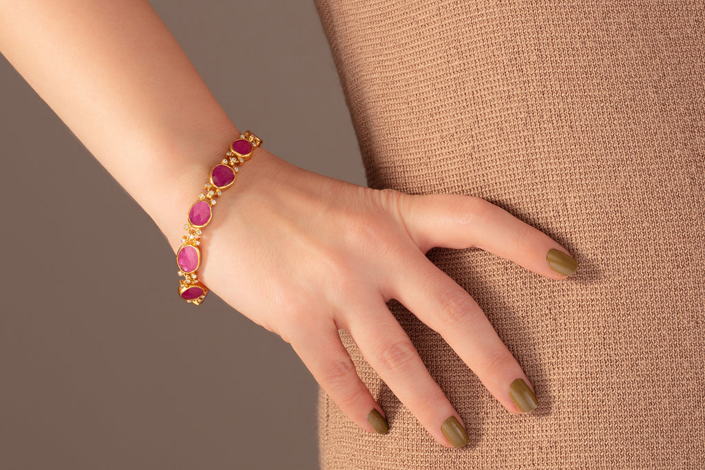 GURHAN, GURHAN Elements Gold Ruby All Around Single-Strand Bracelet, Mixed Amorphous Shapes