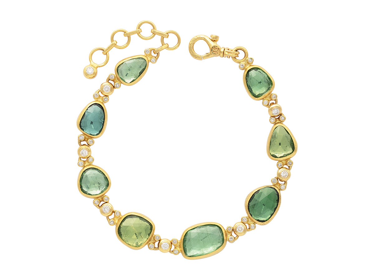 GURHAN, GURHAN Elements Gold All Around Single-Strand Bracelet, Mixed Amorphous Shapes, with Tourmaline and Diamond