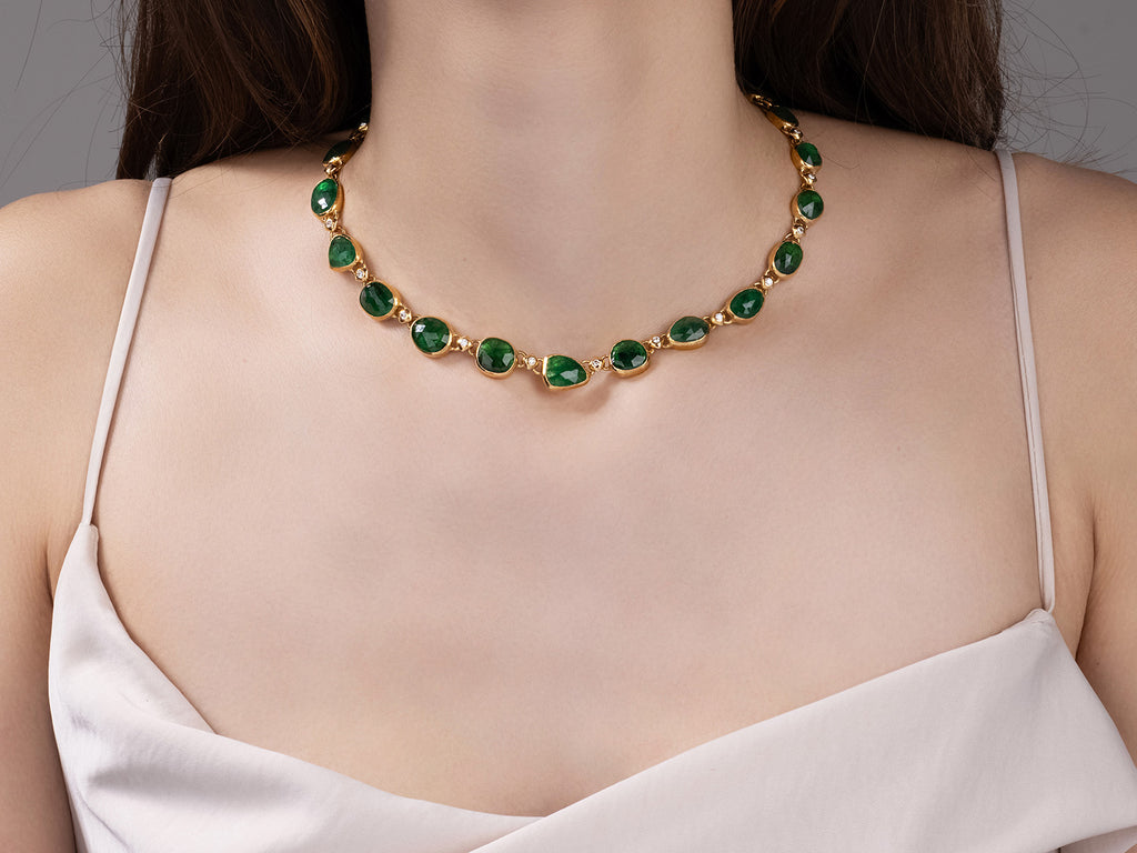 GURHAN, GURHAN Elements Gold Emerald All Around Short Necklace, Mixed Amorphous Shapes