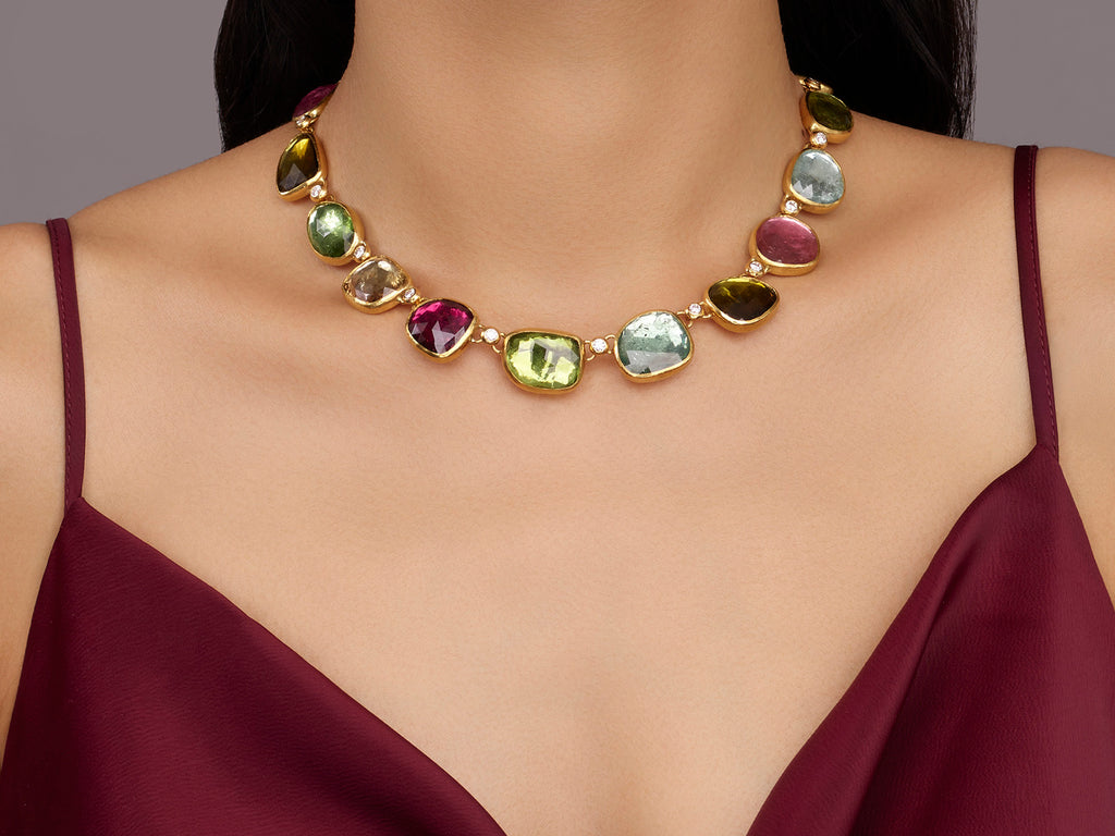 GURHAN, GURHAN Elements Gold Tourmaline All Around Short Necklace, Mixed Amorphous Shapes