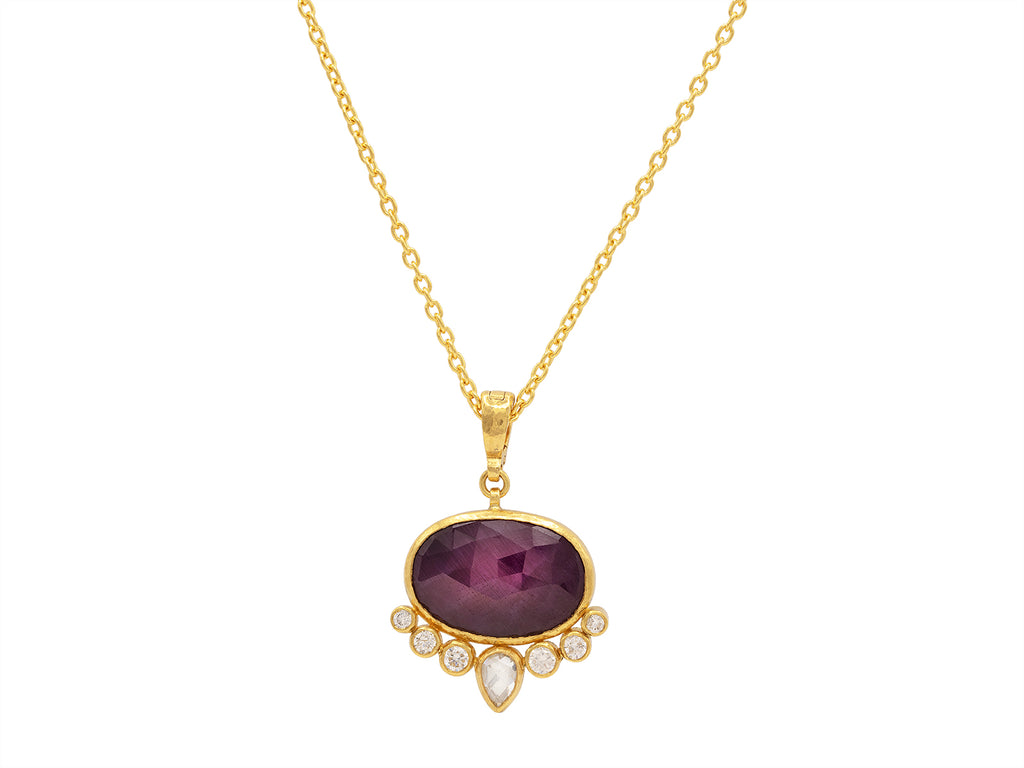 GURHAN, GURHAN Elements Gold Ruby Pendant Necklace, 20x14mm Oval