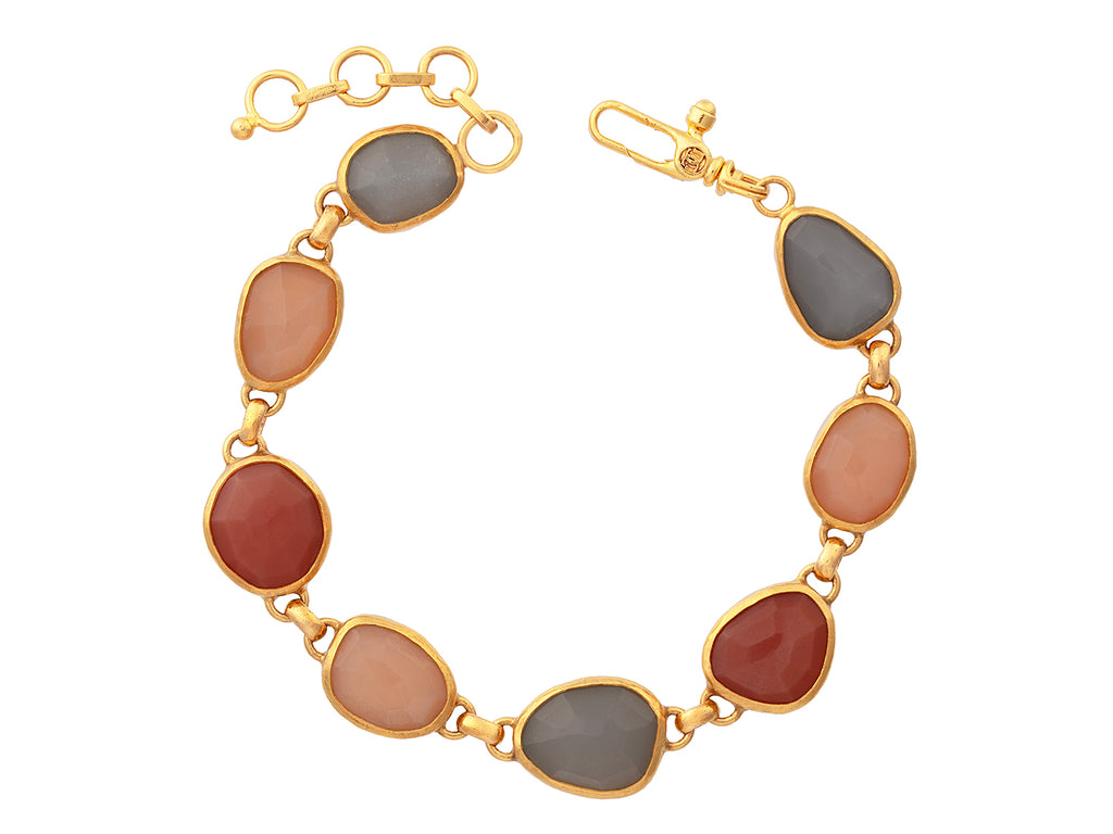 GURHAN, GURHAN Elements Gold Single-Strand Link Bracelet, Amorphous Shapes, Moonstone