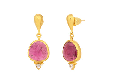 GURHAN, GURHAN Elements Gold Tourmaline Single Drop Earrings, 14mm Amorphous Shape