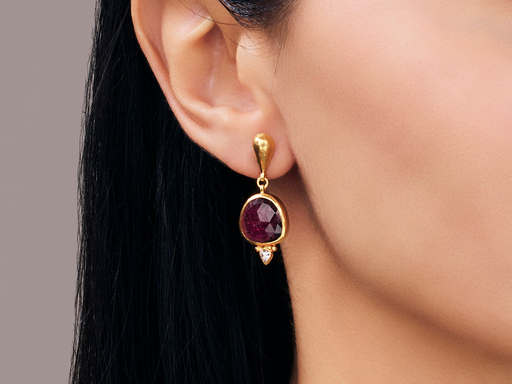 GURHAN, GURHAN Elements Gold Tourmaline Single Drop Earrings, 14mm Amorphous Shape