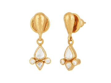 GURHAN, GURHAN Elements Gold Diamond Single Drop Earrings, Mixed Shape Stone Clusters