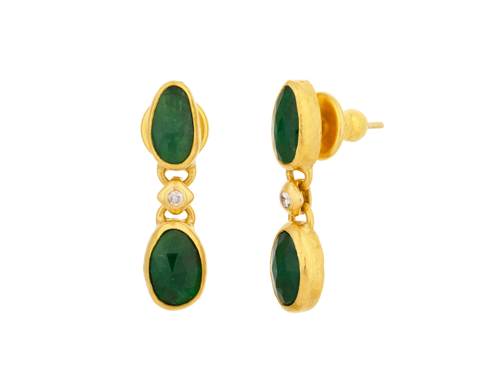 GURHAN, GURHAN Elements Gold Emerald Single Drop Earrings, Mixed Amorphous Shapes