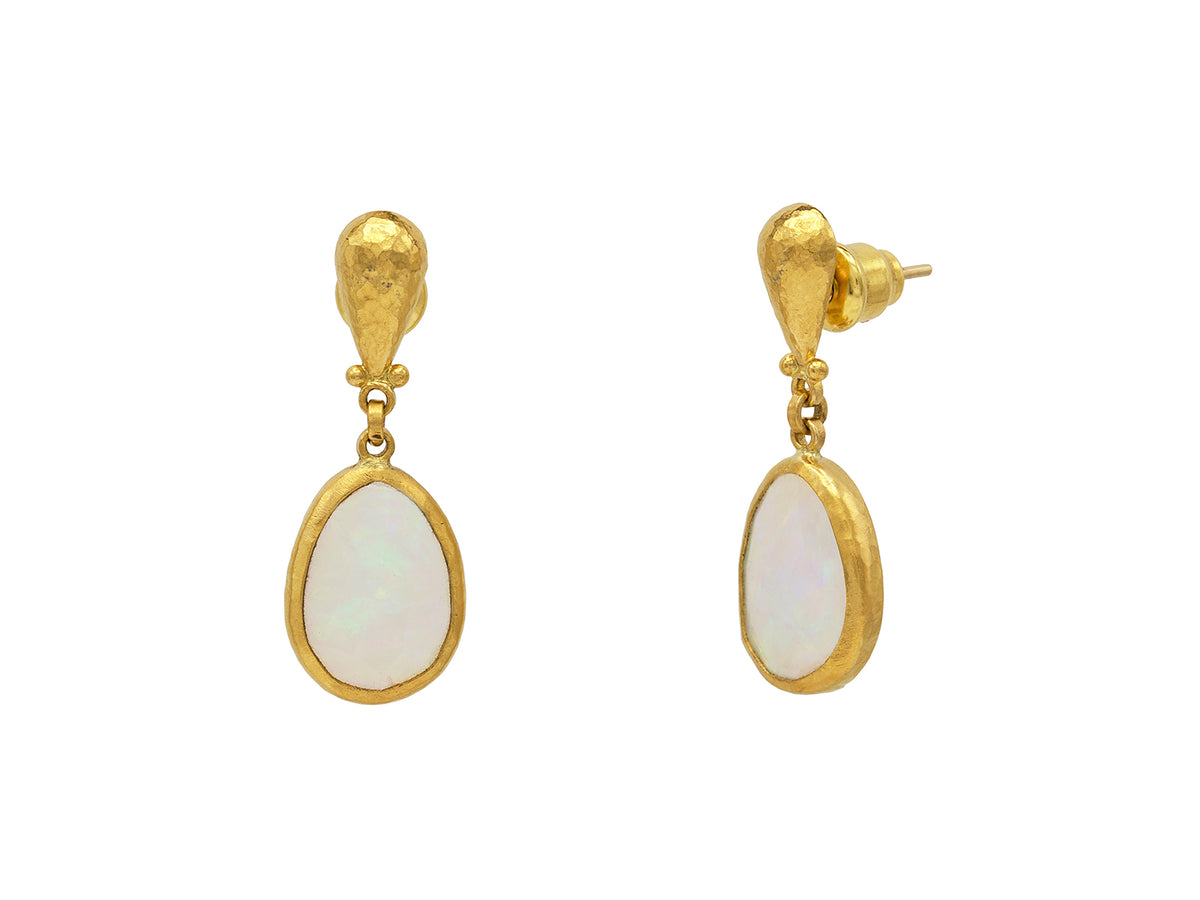 GURHAN, GURHAN Elements Gold Single Drop Earrings, 15x11mm Amorphous, Ethiopian Opal and Diamond