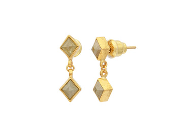 GURHAN, GURHAN Elements Gold Diamond Single Drop Earrings, 6x5mm Kite Shape on Post Top