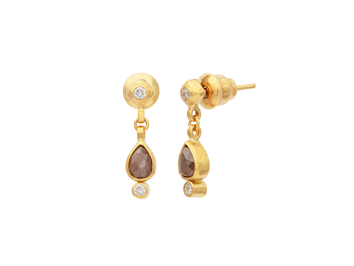 GURHAN, GURHAN Elements Gold Single Drop Earrings, 6x4mm Teardrop on Round Post Top, Diamond