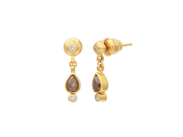 GURHAN, GURHAN Elements Gold Diamond Single Drop Earrings, 6x4mm Teardrop on Round Post Top