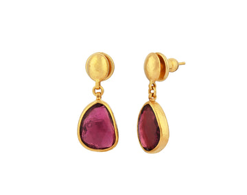 GURHAN, GURHAN Elements Gold Tourmaline Single Drop Earrings, Amorphous Shape, Post Top