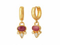 GURHAN, GURHAN Elements Gold Single Drop Earrings, Stone Cluster on Round Huggie, Ruby and Diamond