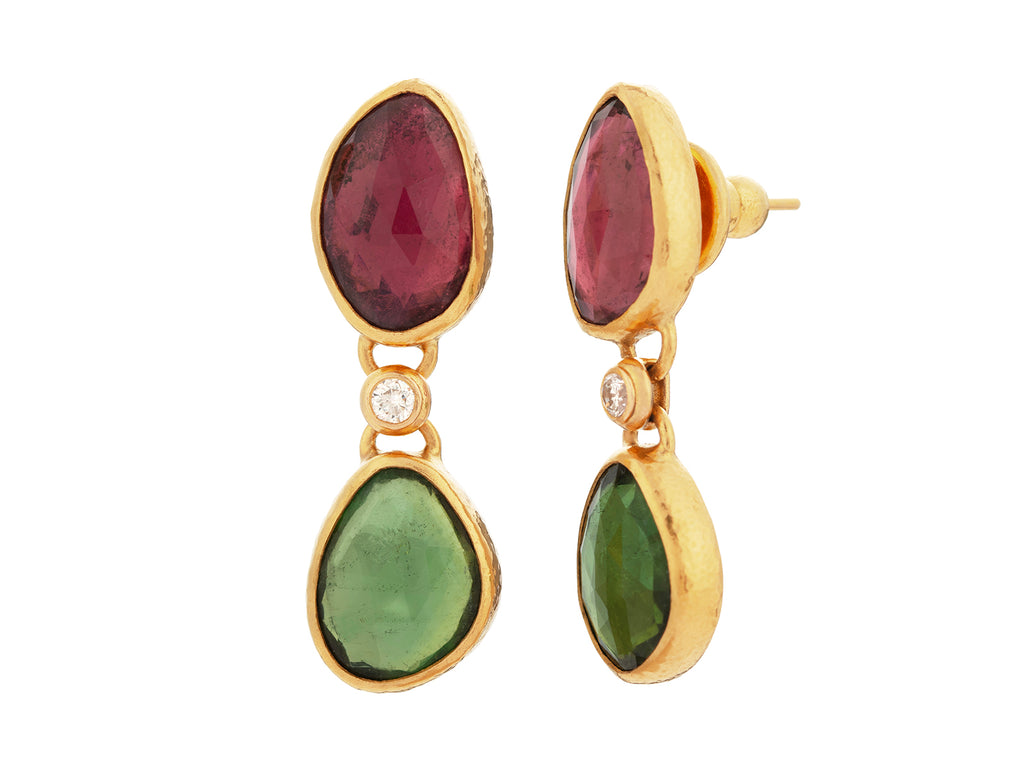 GURHAN, GURHAN Elements Gold Tourmaline Single Drop Earrings, Mixed Amorphous Shapes