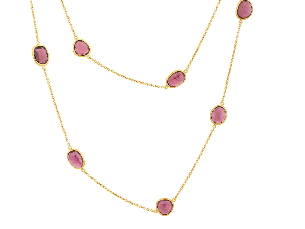 GURHAN, GURHAN Elements Gold Garnet Station Long Necklace, Mixed-Sized Stones