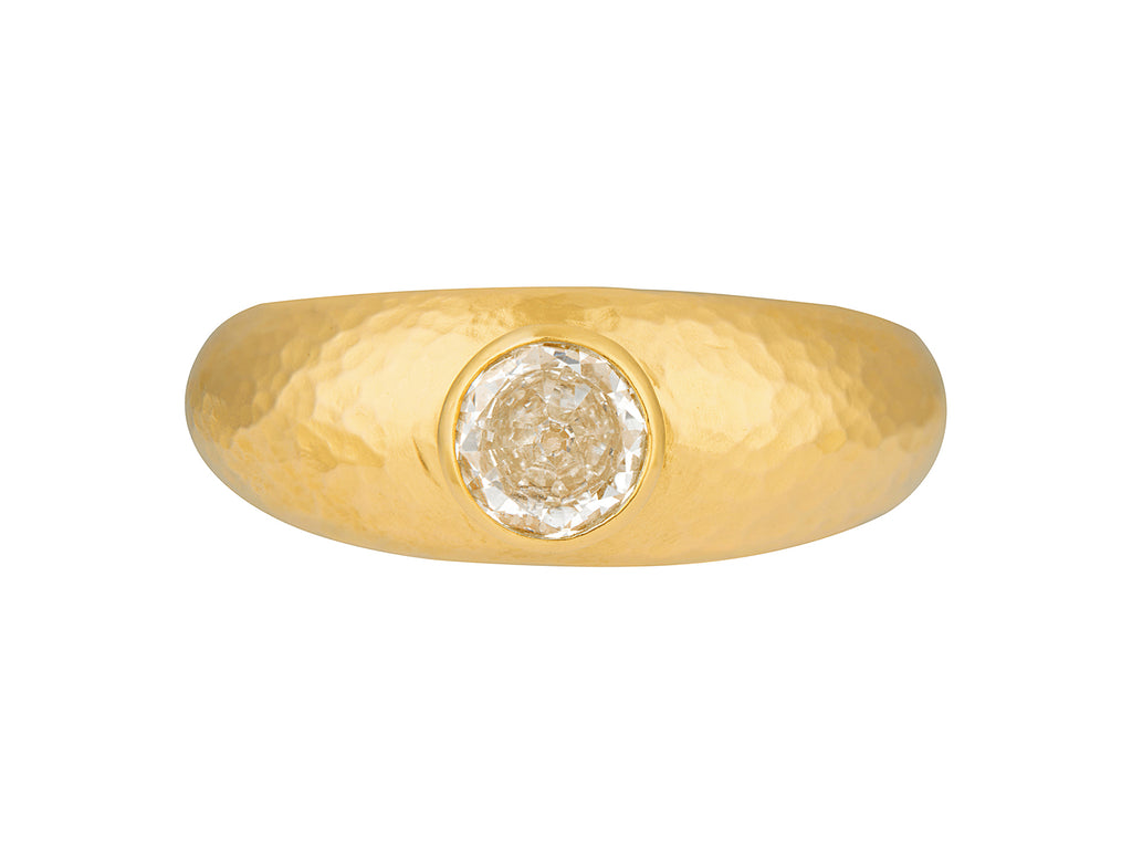 GURHAN, GURHAN Elements Gold Stone Cocktail Ring, 6mm Round, Wide Graduated Band, Diamond