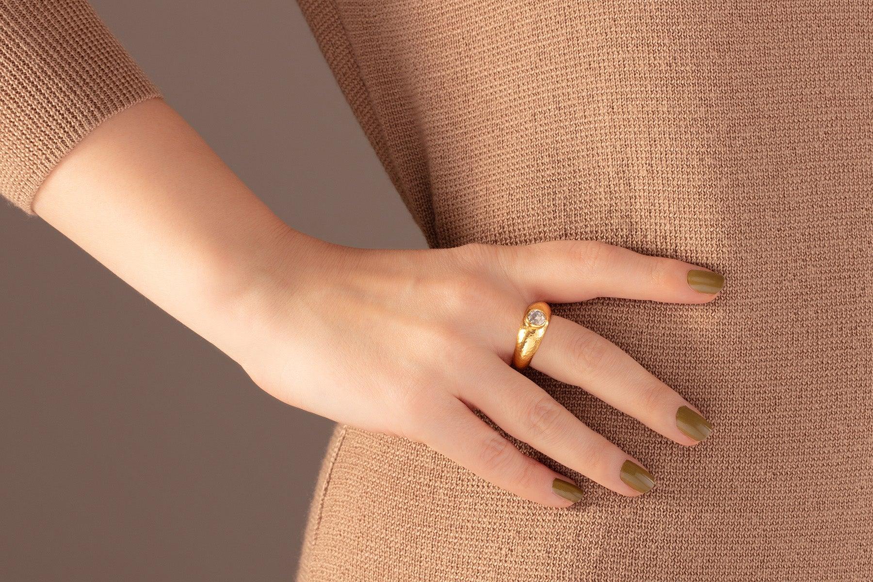 GURHAN Elements Gold Diamond Cocktail Ring, 6mm Round, Wide Graduated