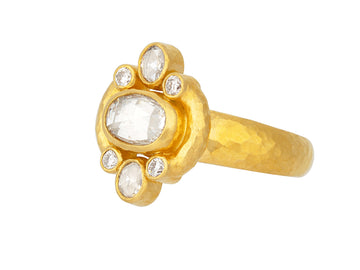 GURHAN, GURHAN Elements Gold Diamond Cocktail Ring, 8x6mm Center Oval