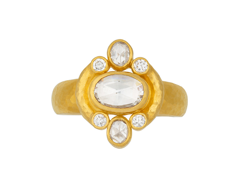 GURHAN, GURHAN Elements Gold Diamond Cocktail Ring, 8x6mm Center Oval