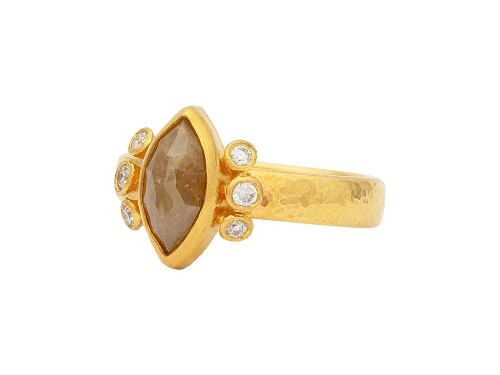 GURHAN, GURHAN Elements Gold Stone Cocktail Ring, 12x6mm Marquise, Diamond