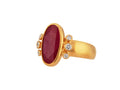 GURHAN, GURHAN Elements Gold Stone Cocktail Ring, 16x9mm Oval, Ruby and Diamond
