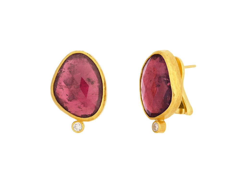 GURHAN, GURHAN Elements Gold Tourmaline Stud Earrings, 20x16mm Amorphous