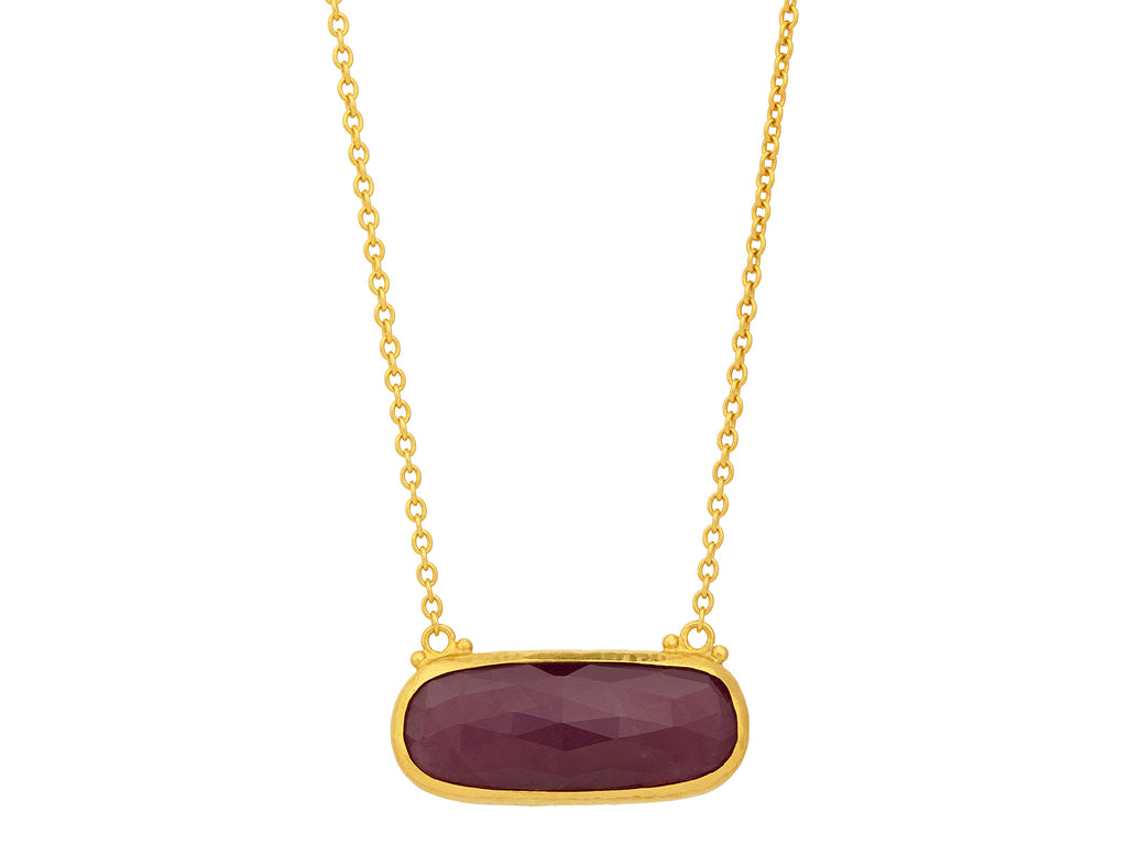 GURHAN, GURHAN Elements Gold Ruby Pendant Necklace, 26x11mm Oval Shape